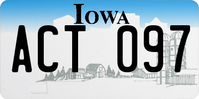 IA license plate ACT097
