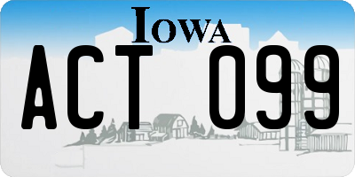 IA license plate ACT099