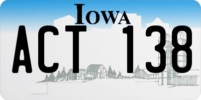 IA license plate ACT138