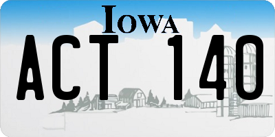 IA license plate ACT140