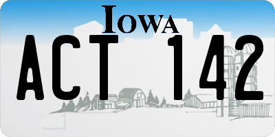 IA license plate ACT142