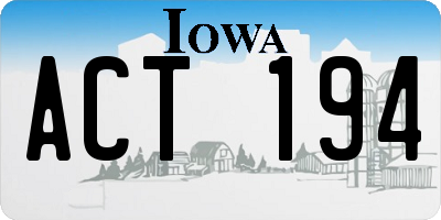 IA license plate ACT194