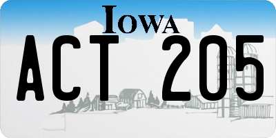 IA license plate ACT205