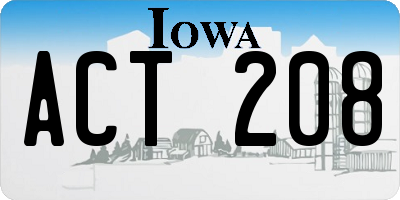 IA license plate ACT208