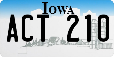 IA license plate ACT210