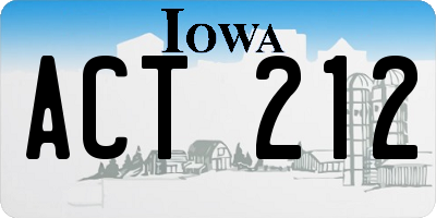 IA license plate ACT212