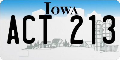 IA license plate ACT213