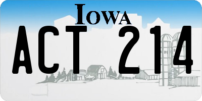 IA license plate ACT214