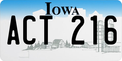 IA license plate ACT216