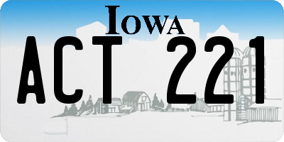 IA license plate ACT221
