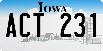 IA license plate ACT231
