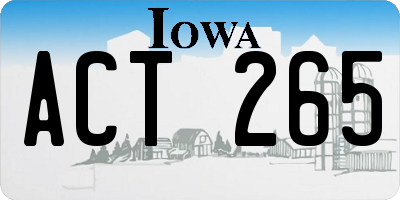 IA license plate ACT265