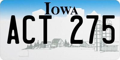 IA license plate ACT275
