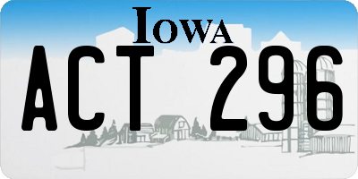 IA license plate ACT296