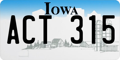 IA license plate ACT315