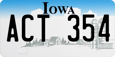 IA license plate ACT354