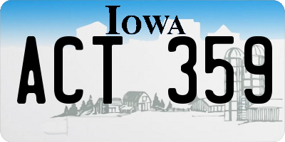 IA license plate ACT359
