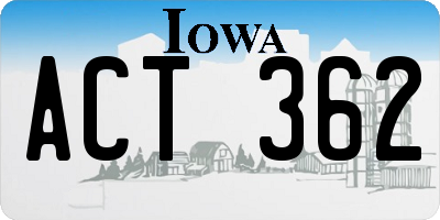 IA license plate ACT362