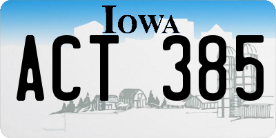 IA license plate ACT385