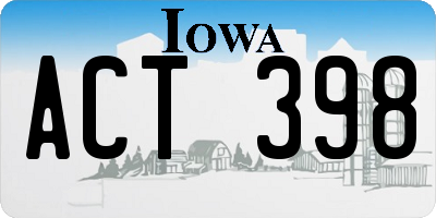 IA license plate ACT398