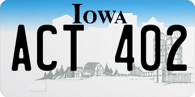 IA license plate ACT402