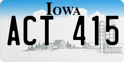 IA license plate ACT415