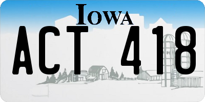 IA license plate ACT418