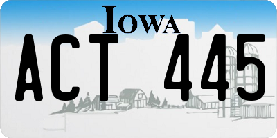 IA license plate ACT445