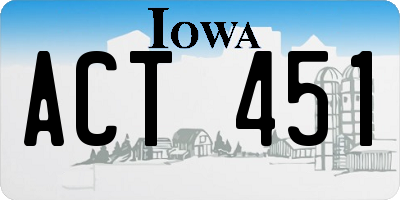 IA license plate ACT451