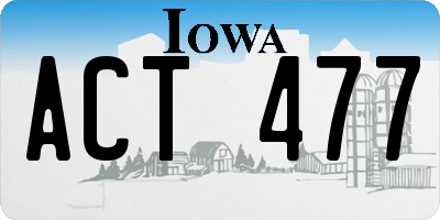 IA license plate ACT477