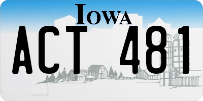 IA license plate ACT481
