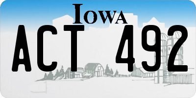 IA license plate ACT492
