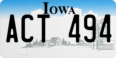 IA license plate ACT494