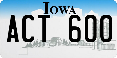 IA license plate ACT600