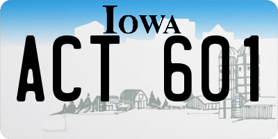 IA license plate ACT601