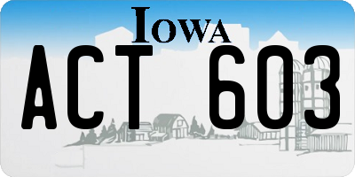 IA license plate ACT603