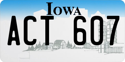 IA license plate ACT607