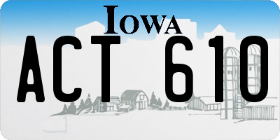 IA license plate ACT610