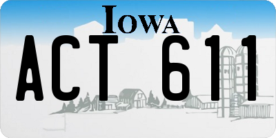 IA license plate ACT611