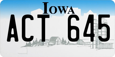 IA license plate ACT645