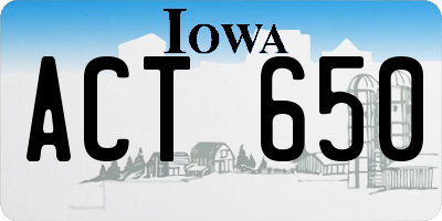 IA license plate ACT650