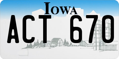 IA license plate ACT670