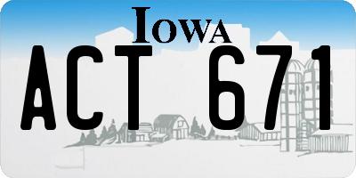 IA license plate ACT671