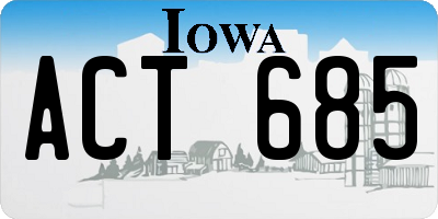 IA license plate ACT685