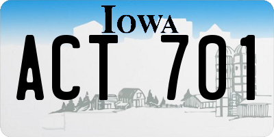 IA license plate ACT701