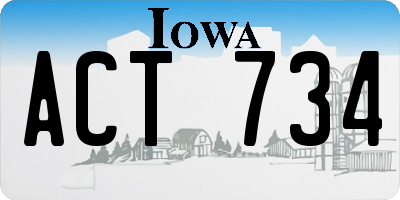 IA license plate ACT734