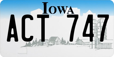 IA license plate ACT747