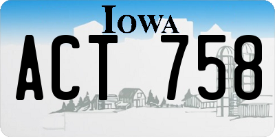 IA license plate ACT758