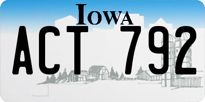 IA license plate ACT792