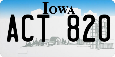 IA license plate ACT820